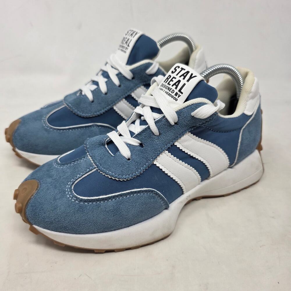 Stay Real Blue White Retro Runner Sneakers Casual Sport Shoes Womenโs Size 7